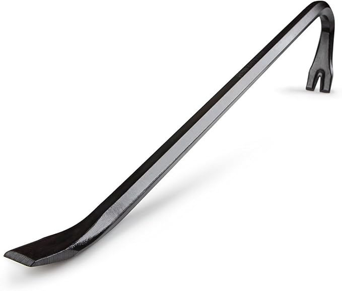 Edward Tools Gooseneck Wrecking Bar - Extra strength drop forged steel pry bar for easier demolition - Gooseneck for added ripping bar leverage - Nail puller end/chisel end - Rust proof (18 Inch)