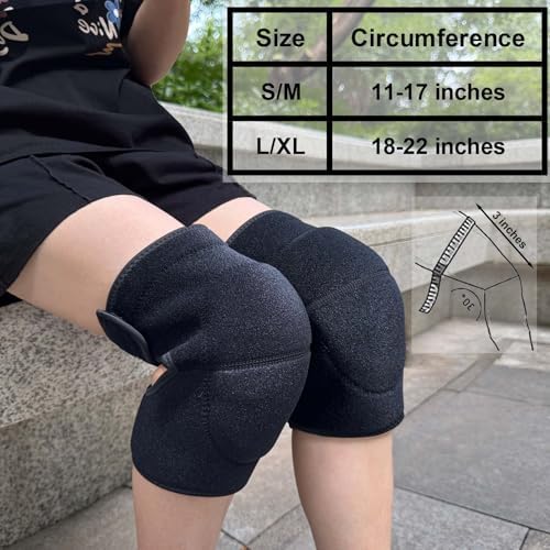 Knee pads for Men Women Cleaning with Adjustable Straps, Black L (1 Pair)