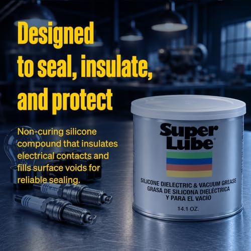 Super Lube Silicone Dielectric & Vacuum Grease Non-Curing Compound (Translucent White, 14.1oz/400g Canister) | NSF Certified Food Grade & Clean | Resistant to Thermal Degredation