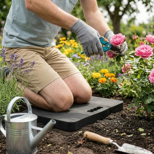 Gardzen Extra Thick Kneeling Pad for Gardening and Work, 1.5 Inch Soft NBR Foam Knee Cushion for Bathing Baby, Large Kneeler Mat for Yoga Exercise, 18x11 Inch, Black