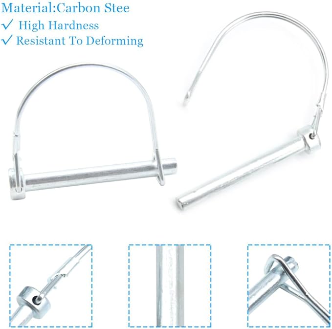 5Pcs Shaft Locking Pin 5/16”Trailers Lock Hitch Lock Pin Zinc Plated Carbon Steel Round Loop Safety Wire Lock Pin Length 2-3/4”for Farm Trailers Trolley Wagons Lawn Garden Towing(D-8x70mm)