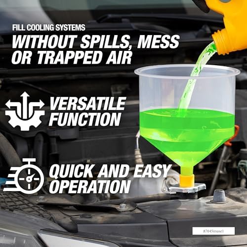 OEMTOOLS 87045 No-Spill Coolant Funnel Kit, 16 Pc Fluid and Oil Funnel Set