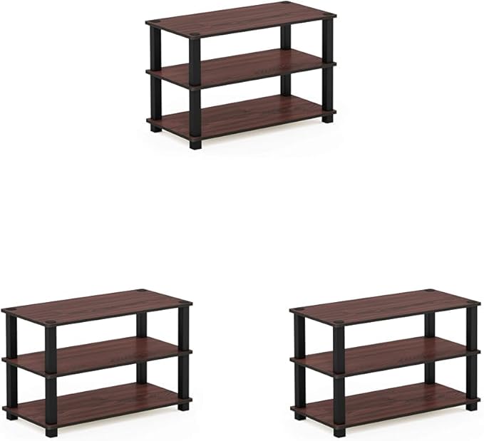 Furinno Turn-S-Tube 3-Tier Shoe Rack, Dark Cherry/Black (Pack of 3)
