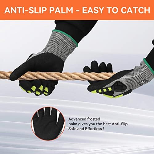 2 Pairs Safety Work Gloves,Impact Gloves for Men Women,Cut Resistant Non-Slip Heavy Duty Gloves with Nitrile Grip,Touch Screen Glove with Impact Protection for Mechanic Construction, X-Large