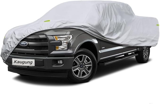 Kaugung 7 Layers Truck Cover Waterproof Custom Fit Ford F150 SuperCrew Cab 5.5ft Bed from 2004 to 2024, 6 Layers Heavyweight Pickup Car Cover Outdoor Indoor Sun UV Rain Snow Wind Protection.