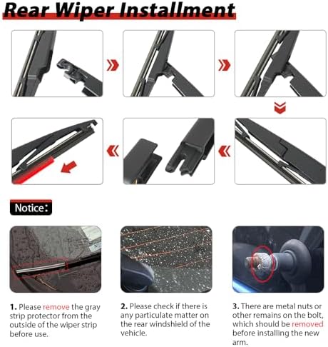 OTUAYAUTO Rear Windshield Wiper Replacement for Kia Sportage 2017-2022, Carens 2013-2019, Hyundai I10 2013-2022 Back Window Wiper Blade Arm Cover Kits Accessories Assembly