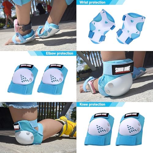 Kids Protective Gear Knee Pads Elbow Pads & Wrist Guards for Roller Skating
