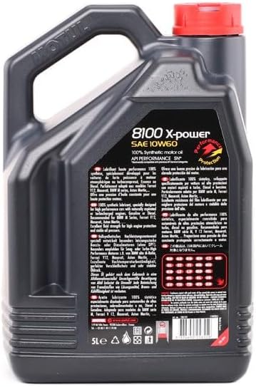 Motul 8100 X-Power 10W-60 Full Synthetic | Ester-Based Formula for Turbocharged & High-Performance Engines | LSPI Protection, Extreme Heat Resistance, Cold Start Lubrication, Daily & Track Use | 5L