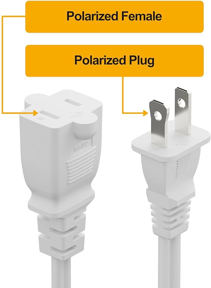 On Off Switch Extension Cord [2-Feet], 2-Prong/2 Outlet Polarized Extension Cord with Switch 12A/125V for Your Chargers/Lamp/Power Adapters etc, 16AWG Cord