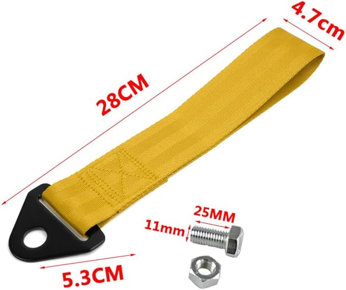 RASTP Racing Tow Strap, Car Modification Sports Trailer Belt Fit for Front or Rear Front Bumper Decorative (Gold)