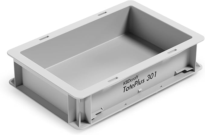 KBDcraft Stackable Storage Bin - Heavy-Duty Plastic Organizer Box and Tray with Straight Walls, small plastic bin totes for storage, 12"x8"x3", 0.5Gal, Gray, 1 Pack
