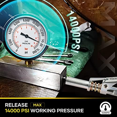 Saker Grease Gun Coupler-Upgrade to 14000 PSI, Grease Gun Coupler Adapter