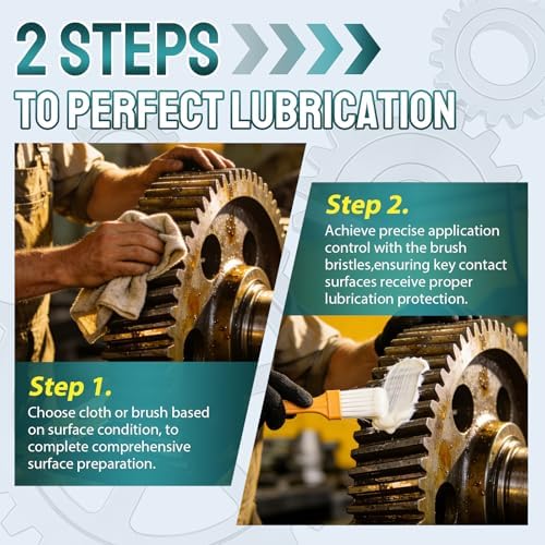 White Lithium Grease with Brush, Multi-Purpose 3oz for Bearings | For gears, hinges, garage doors, bike chains. Water-resistant, rust-proof, high-temp. Auto, marine, industrial, DIY.