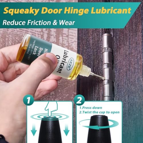 Keze Squeaky Door Hinge Lubricant Knife Pivot Oil for Door Hinge Oil for Lock Scissors Watch Keyhole Knife Lube Synthetic Pocket Knife Lubricant with Needle Oiler 1 oz, 2 Pcs