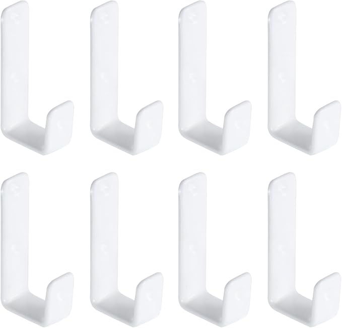 Coshar 8Pcs Stainless Steel J Hooks White 1 Inch Bunk Bed Ladder Hook Heavy Duty Hook Bracket for Bed Decor, Garage Storage, Cable Tool Organization - 1 Inch White