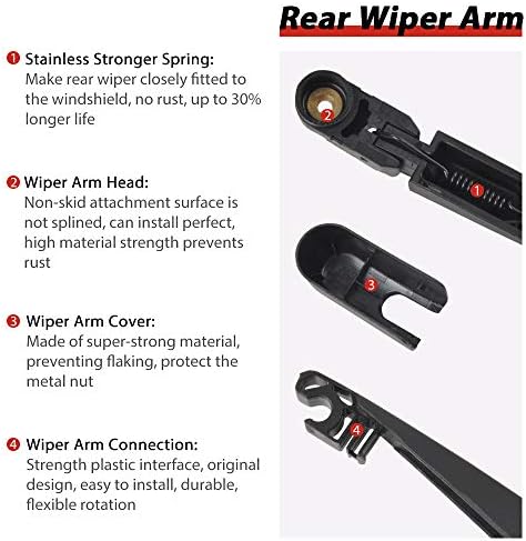 Replacement for 2010-2020 Kia Soul - OTUAYAUTO Rear Windshield Back Wiper Arm Blade Set