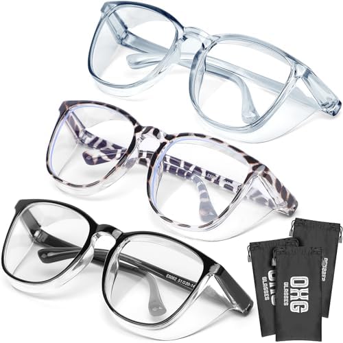 OXG 3 Pack Stylish Safety Glasses, ANSI Z87+ Protective Eyewear for Nurses