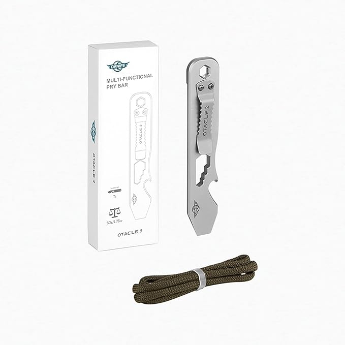 OKNIFE Otacle 2 EDC Ti Bottle Opener, Pry Bar with Metric Ruler, Multi-sized Hex Wrench and Pocket Clip(Gray)
