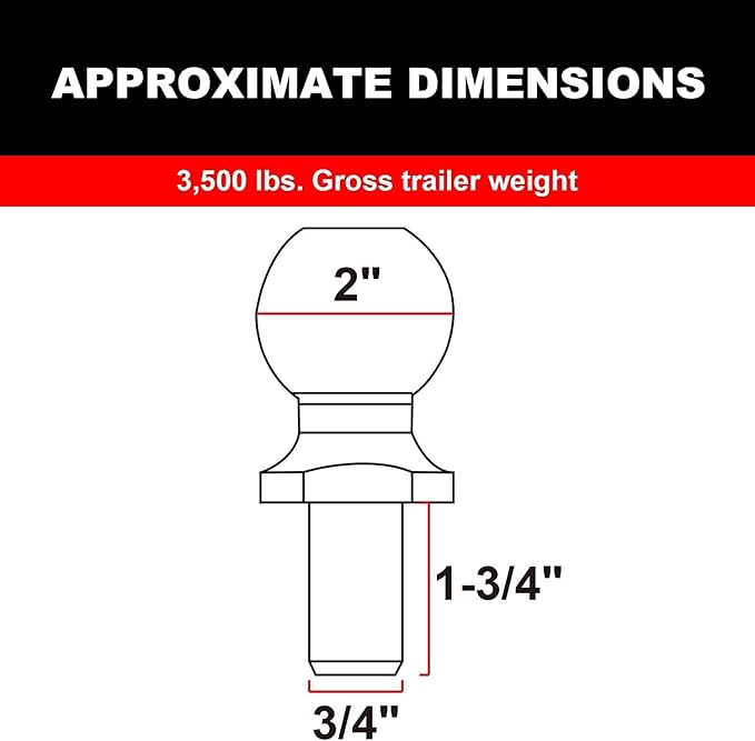Big RED ATRLY3120R Torin 2" Diameter Trailer Hitch Ball: 1.75 Ton (3,500 lb) Capacity