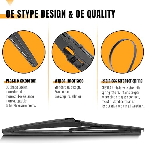 AUTOBOO 12" Rear Wiper Blade Replacement for Toyota RAV4 Highlander Sienna