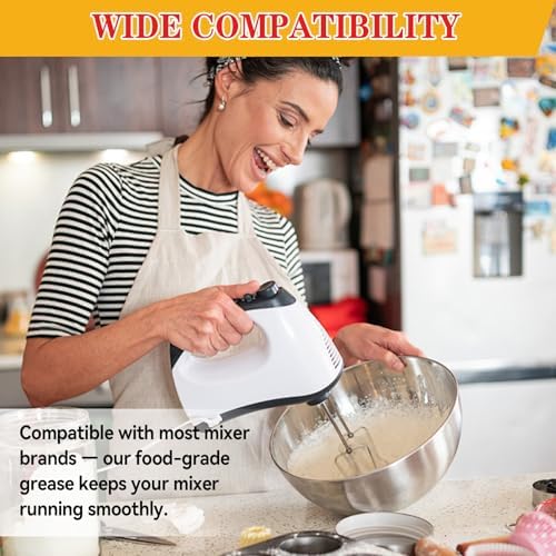 4.23 Oz Food Grade Grease for Kitchen Aid Stand Mixer, Premium Grease Compatible with Kitchen Stand Mixers, Reduces Noise and Wear, Extends Machine Life, Includes Applicator Stick and Brush