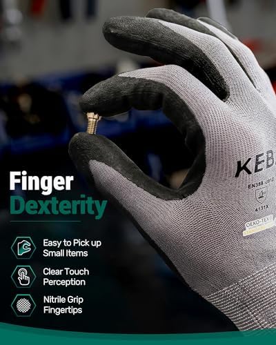 Kebada W2 Touchscreen Safety Work Gloves for Men & Women, 6 Pairs