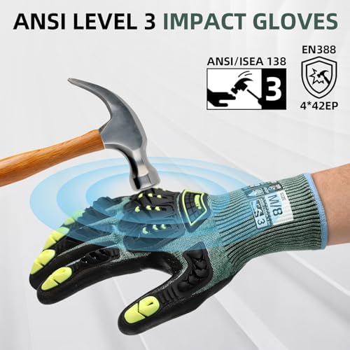 Safety Work Gloves For Men Women,Level 3 Impact Gloves with TPR