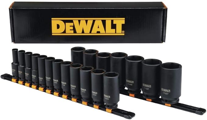 DEWALT Deep Impact Socket Set, 1/2 in Drive SAE, 6 PT, 19 Piece (DWMT19239)