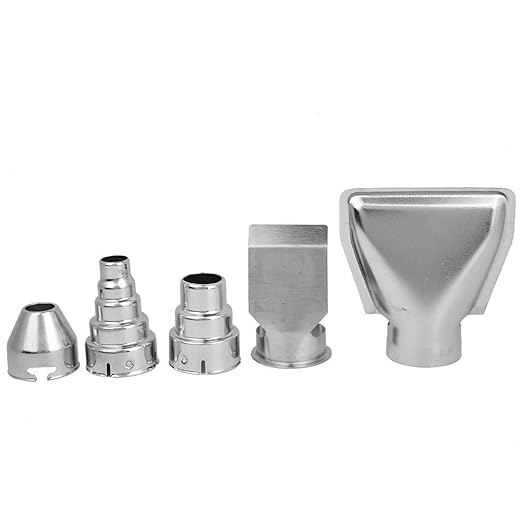 Hot Air Gun Nozzle, 5 Piece Stainless Steel Hot Air Gun Nozzles Heat Blower Accessories Soldering Brazing Equipment