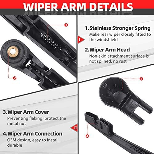 Replacement for Honda Pilot 2009-2015 Rear Windshield Wiper Arm Blade Set - OTUAYAUTO Factory Back Wiper OEM Style 76730SZAA02
