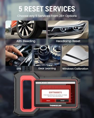 THINKCAR OBD2 Scanner, ThinkScan Plus S7 ABS,SRS,ECM,TCM,BCM,AC,IC System Diagnostic Scan Tool with 5 Special Services Options, Cover 94 Car Brands Code Reader, FCA AutoAuth, Wireless Update