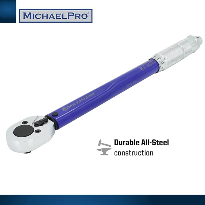 MichaelPro 3/8-Inch Drive Click Torque Wrench, 10–80 ft-lb – Dual Direction, ±4% Accuracy, Reversible Ratchet Head, Heavy Duty Steel Construction, Torque Wrench for Automotive & Mechanical Use