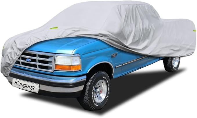 Kaugung 6 Layers Truck Cover Waterproof Custom Fit Ford F150 SuperCab 8ft Bed from 1990 to 1996, 6 Layers Heavyweight Pickup Car Cover Outdoor Indoor Sun UV Rain Snow Wind Protection.