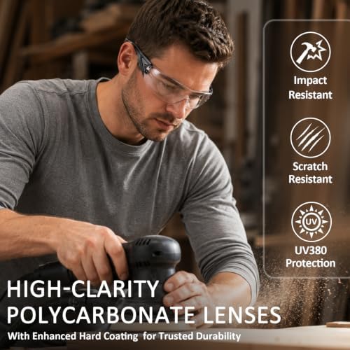 TBET 30 Pack Clear Safety Glasses Bulk, ANSI Z87.1& UV Protection Glasses
