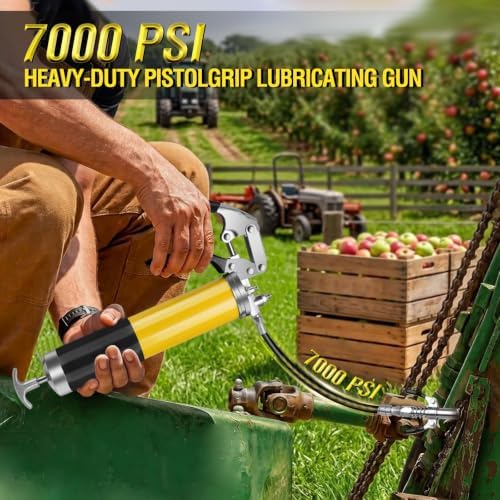 Grease Gun Kit 7000 PSI 14oz with Dual Hoses and 90° Adapter