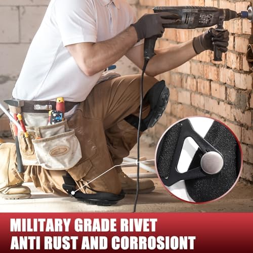 Professional Knee Pads for Work Construction with Heavy Duty Cap Foam Padding Gel Cushion Knee Pads for Men, Comfortable Adjustable Strong Strap, Military Grade Rivet for Flooring Gardening