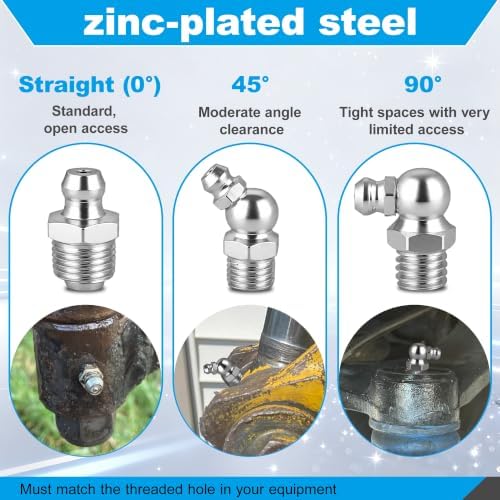 105pcs Grease Fittings Kit, Metric & SAE Zerk Grease Fittings Assortment