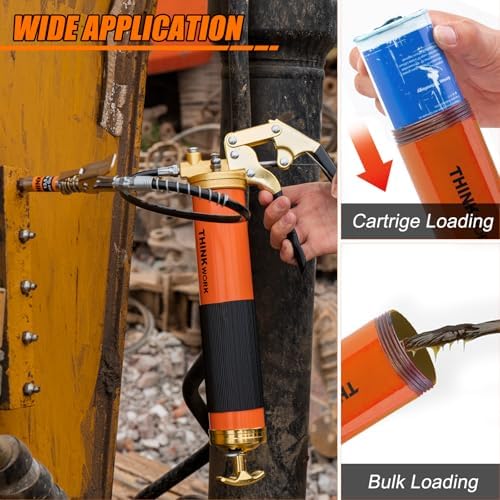 THINKWORK Upgraded 8000 PSI Grease Gun Kit with 0.53" Coupler & 90° Adaptor