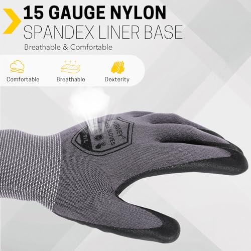 FURWEY Work Gloves, 16/32Pairs Nitrile, Seamless Nylon Knit
