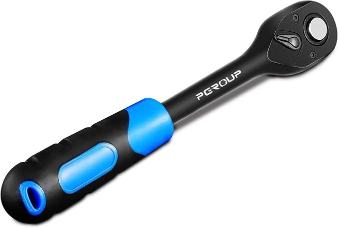 3/8" Drive 90 Tooth Ratchet Wrench, Quick Release Ratchet Wrench with Ergonomic Rubber Handle, 4-Degree Swing Reversible Ratchet, Chrome Alloy Made