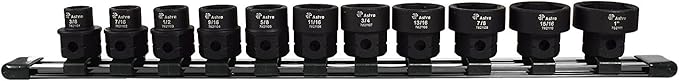 Astro Tools 78211 11-Piece 1/2" Drive Low Profile Nano Impact Sockets - SAE