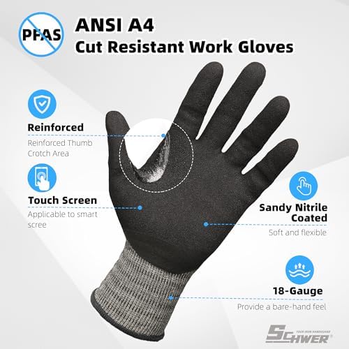 Schwer 2 Pairs A4 AIR-SKIN Cut Resistant Work Gloves, AR5918, XL