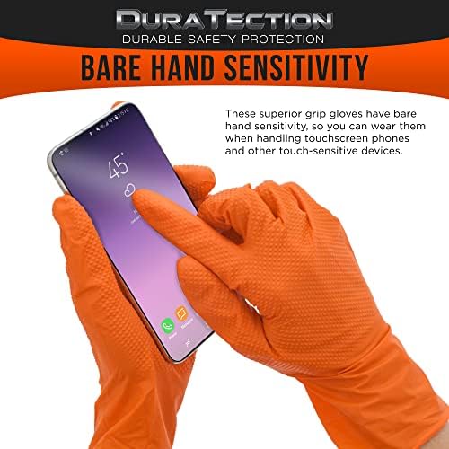 Dura-Gold Orange Diamond Textured Nitrile Disposable Gloves, 8 Mil, X-Large