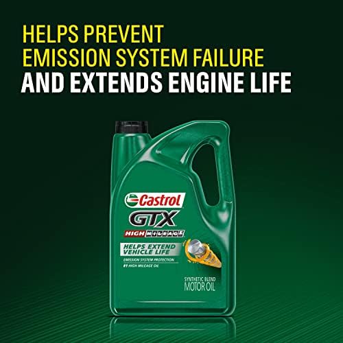 Castrol GTX High Mileage 20W-50 Synthetic Blend Motor Oil, 5 Quarts, (Pack of 2)
