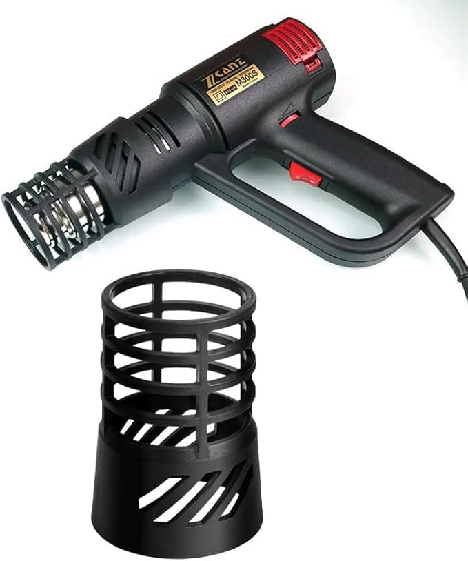Heat Gun Hot Nozzle Guard Holder with 2 Small Vinyl Scraper Squeegee Heat Resistant Protective Case Shield Cover for Heat Gun Air Nozzles Kits Mouth Tips Attachment Heavy Duty Hot Air Gun Tool