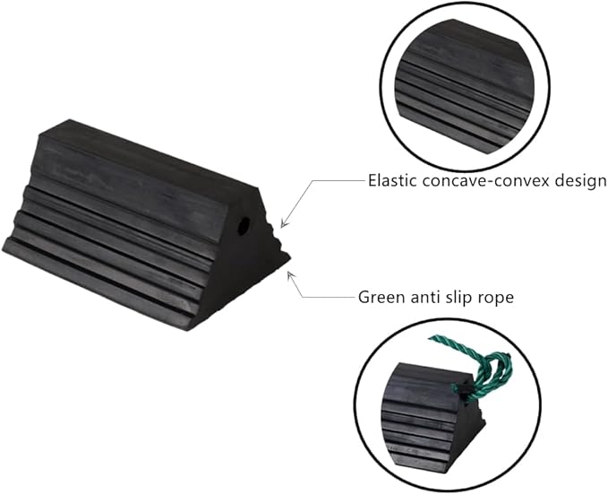 Wheel Chocks, Heavy Duty Wheel Chock with Rope, Rubber Wheel Chocks for Boat Trailers, RV, Truck, Camper, 4 Pack