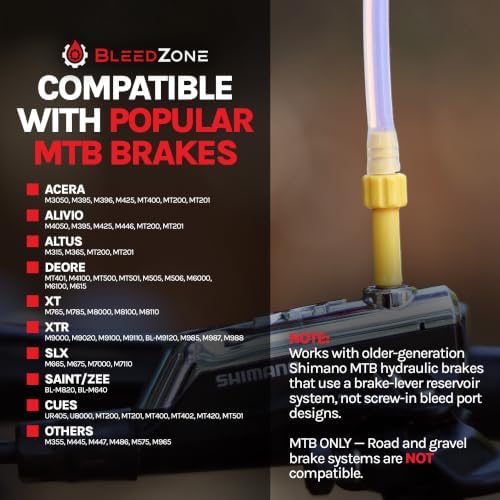BleedZone Mineral Oil Brake Bleeder Kit Compatible with Shimano, 60ml Set