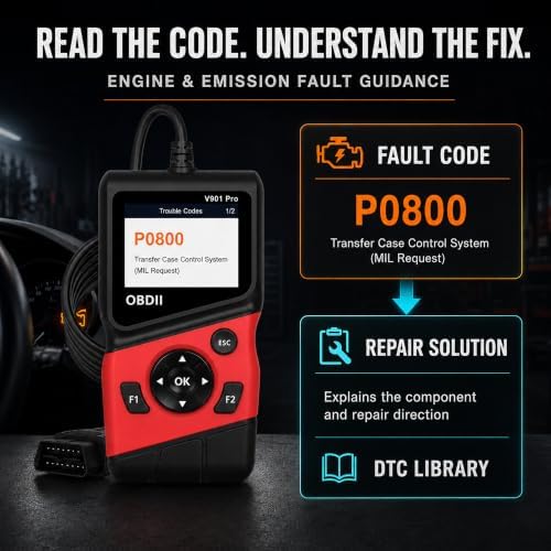 2-in-1 OBD2 Scanner with 12V Battery Tester Car Repair Diagnostic Tool