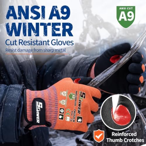 Schwer FreezeGuard-X Winter Work Gloves for Men and Women, ANSI A9 Cut Resistant Gloves for Extreme Protection, Freezer Glove With Super Grip, Touchscreen, Thermal Insulated, PM3326-W (XL,1 Pair)