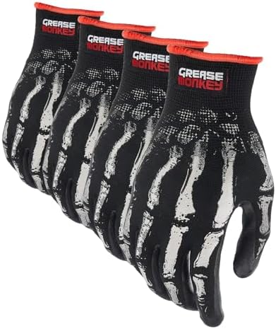 Grease Monkey Bone Series Foam Nitrile Mechanic Gloves with Grip